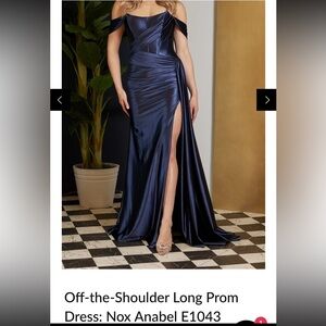 Off-the-Shoulder Black Satin Gown